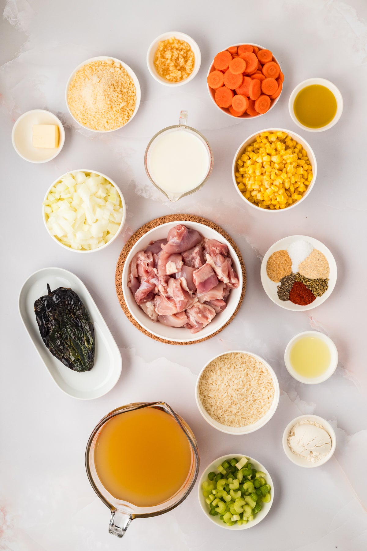 EXCLUSIVE: Corn and Poblano Soup with Chicken and Rice