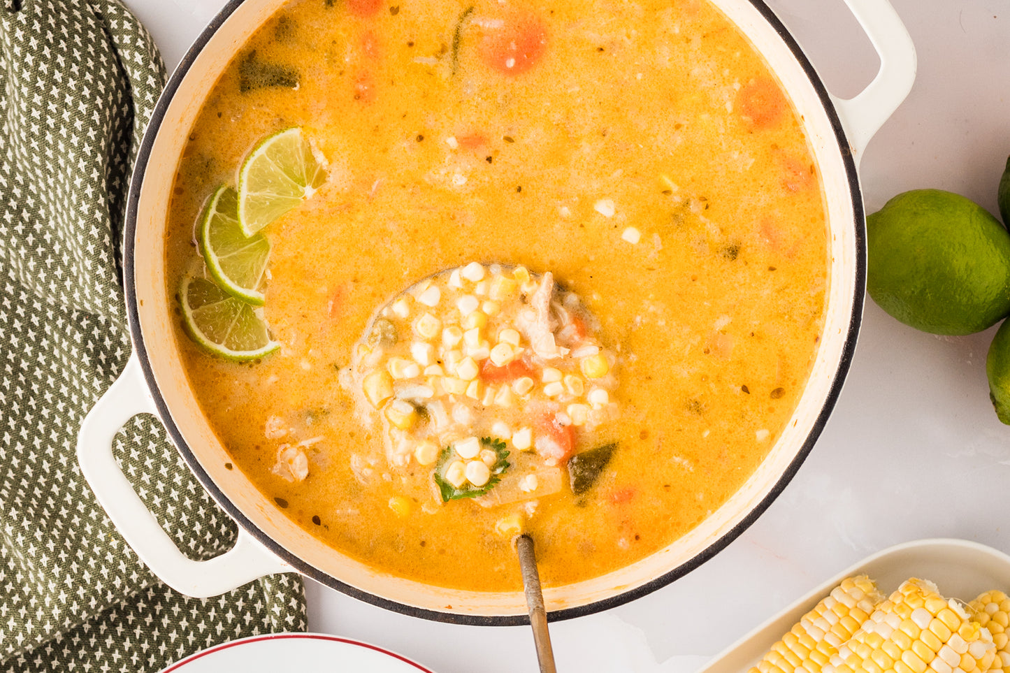 EXCLUSIVE: Corn and Poblano Soup with Chicken and Rice