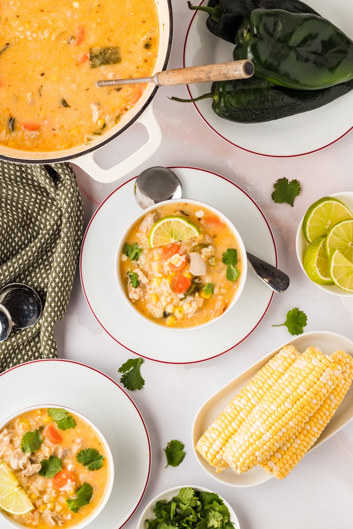 EXCLUSIVE: Corn and Poblano Soup with Chicken and Rice